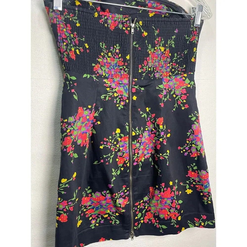 Free People Poison Apple Strapless Floral Mini Dress Black Colorful Print Size 2 - Picture 5 of 10